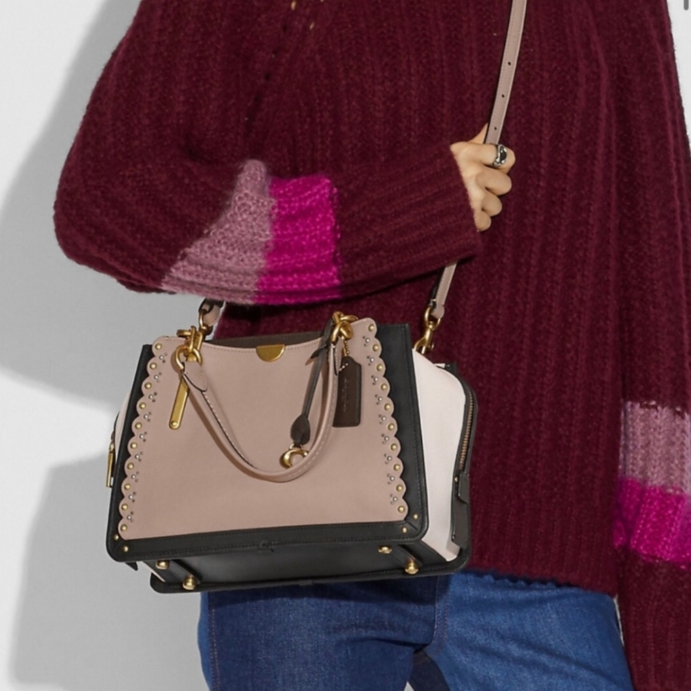 Coach Limite Edition Dreamer With Scallop Rivets Black and Tan Crossbody Bag